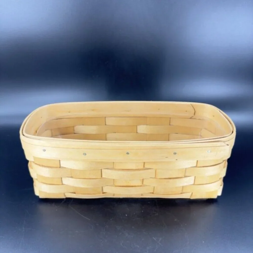 Vintage 1997 ROYCE CRAFT WOOD Bread‎ BASKET Rectangular Shape Plastic Liner VTG